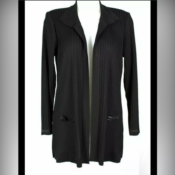 MISOOK Black Ribbed Open Front Cardigan Sweater - Picture 9 of 9